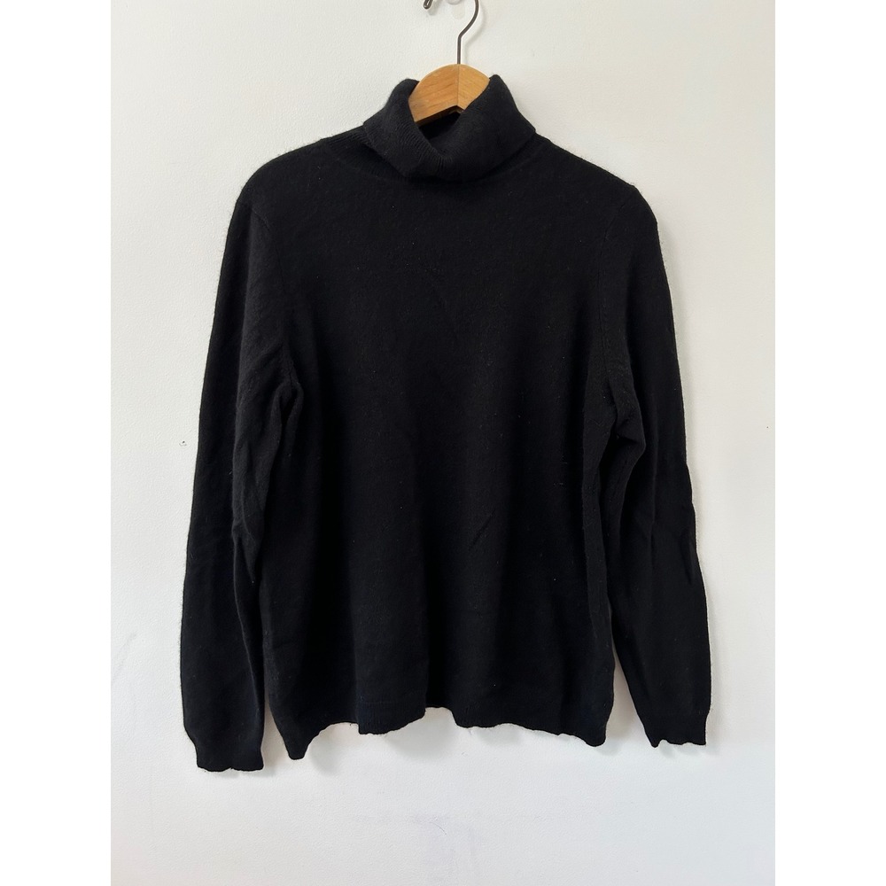 Charter Club Cashmere Turtleneck Sweater Women 1X Black Dark Academia Luxury
